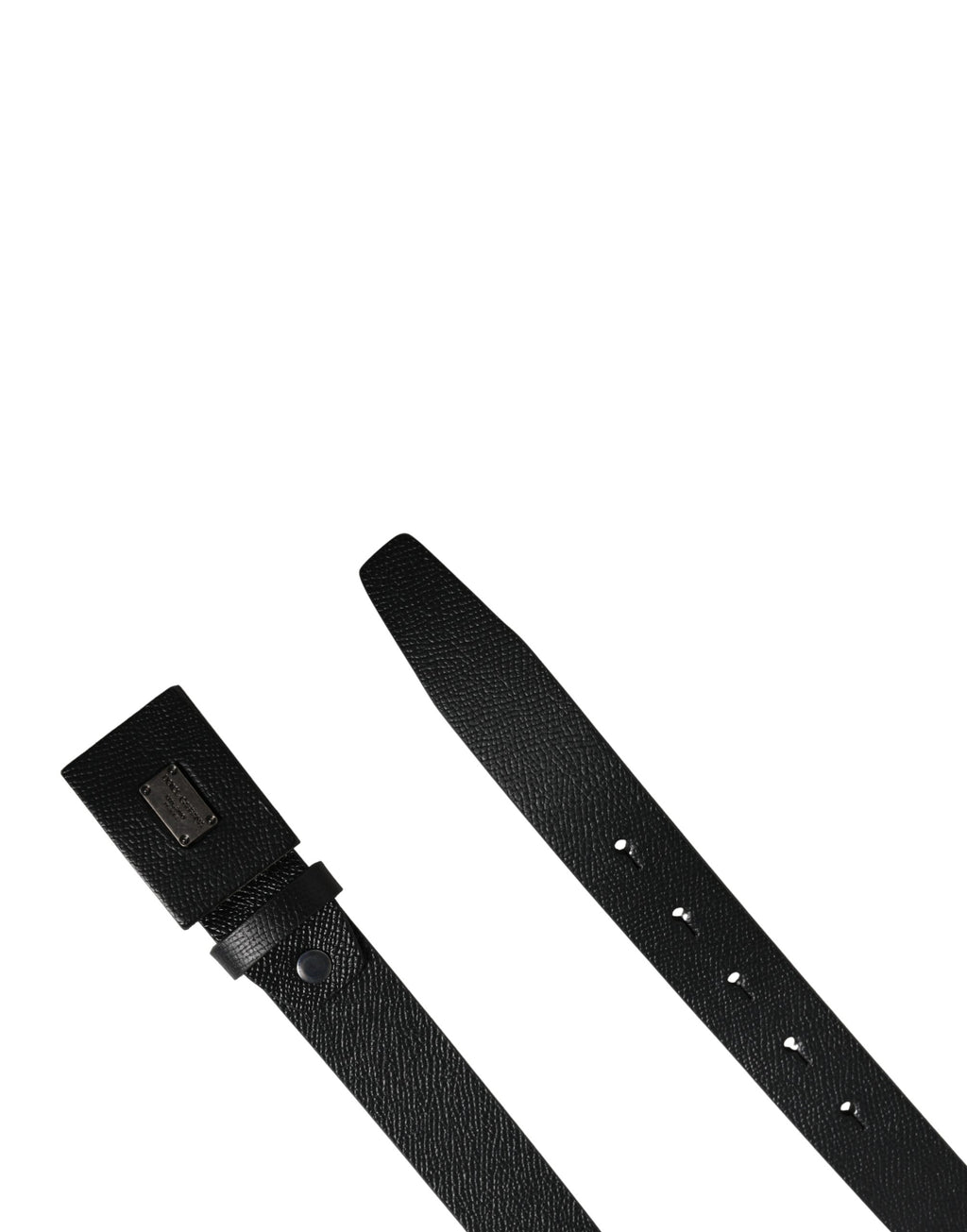 Men Black Calfskin Leather Square Buckle Belt