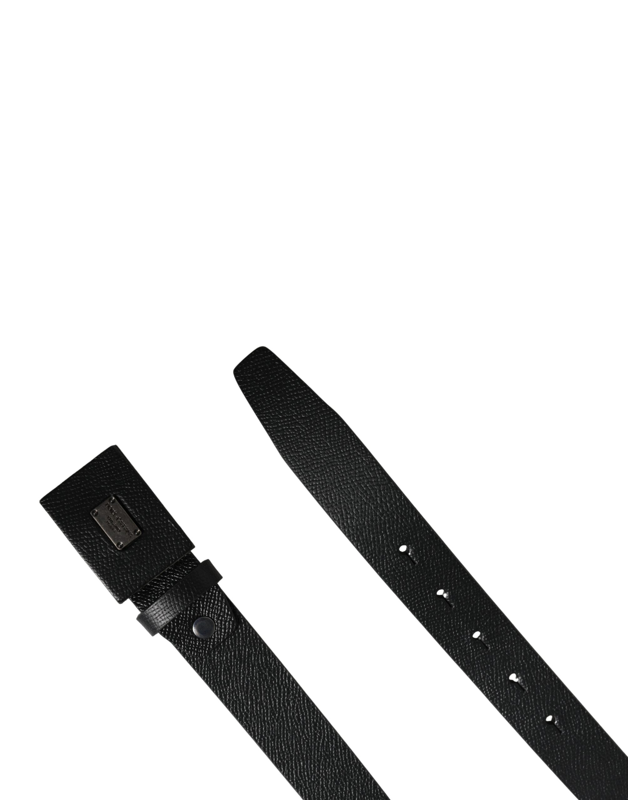 Men Black Calfskin Leather Square Buckle Belt