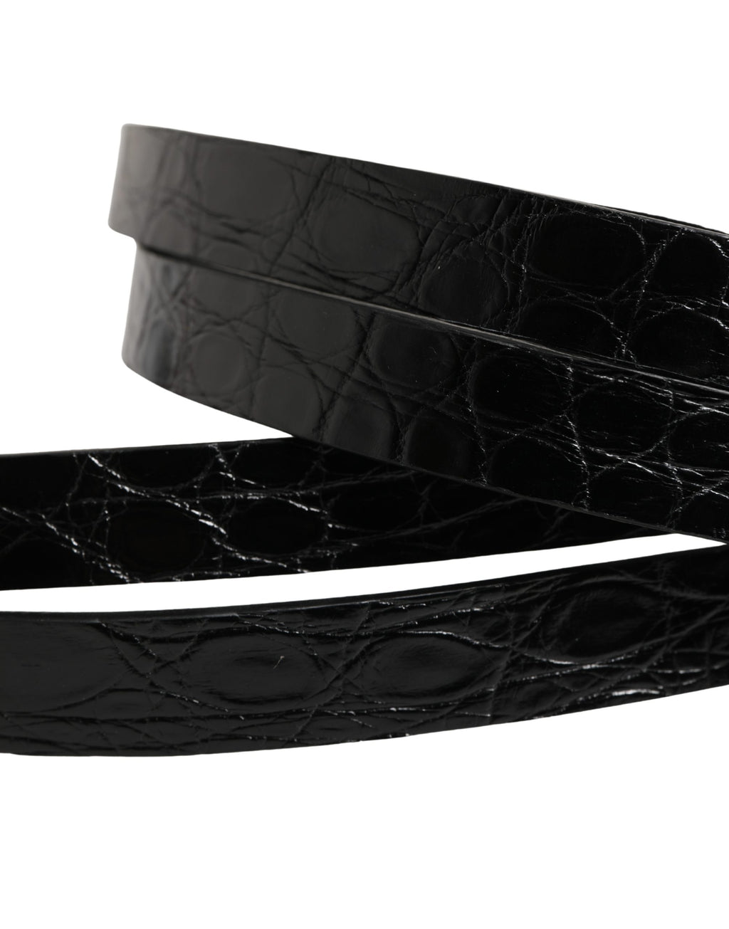 Black Double Strap Leather Silver Buckle Belt