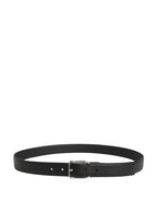 Men Black Classic Leather Metal Buckle Belt