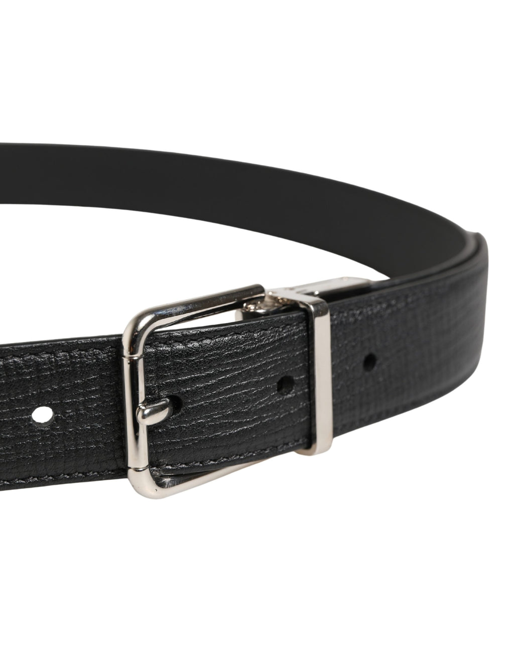 Men Black Classic Leather Metal Buckle Belt