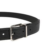 Men Black Classic Leather Metal Buckle Belt