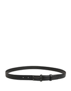Men Black Calf Leather Logo Metal Buckle Belt