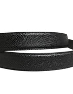 Men Black Calf Leather Logo Metal Buckle Belt