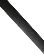 Men Black Calf Leather Logo Metal Buckle Belt