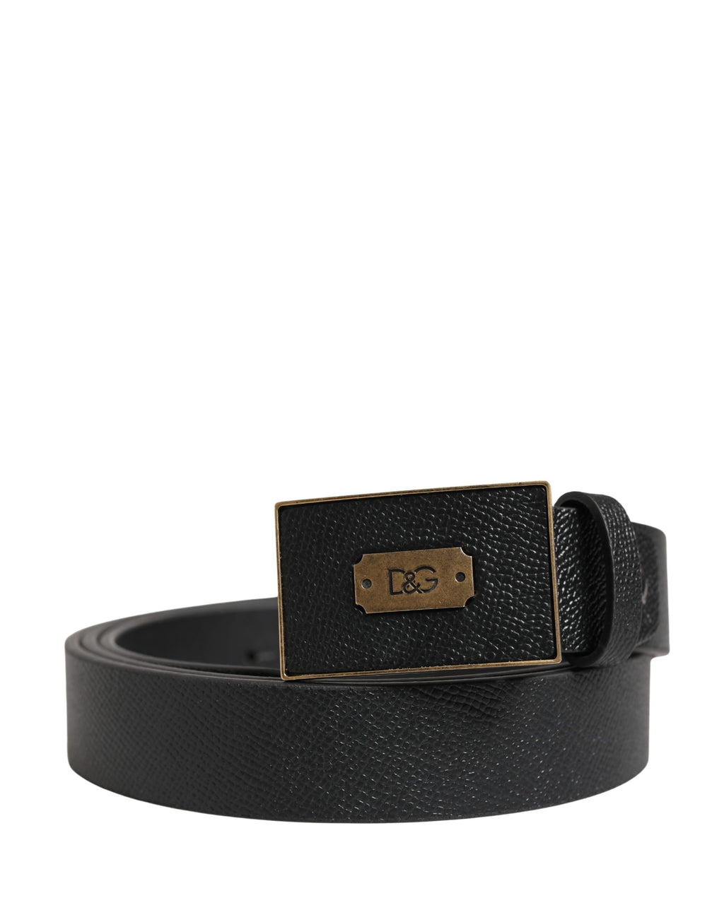 Men Black Classic Leather Logo Buckle Belt