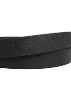 Men Black Classic Leather Logo Buckle Belt