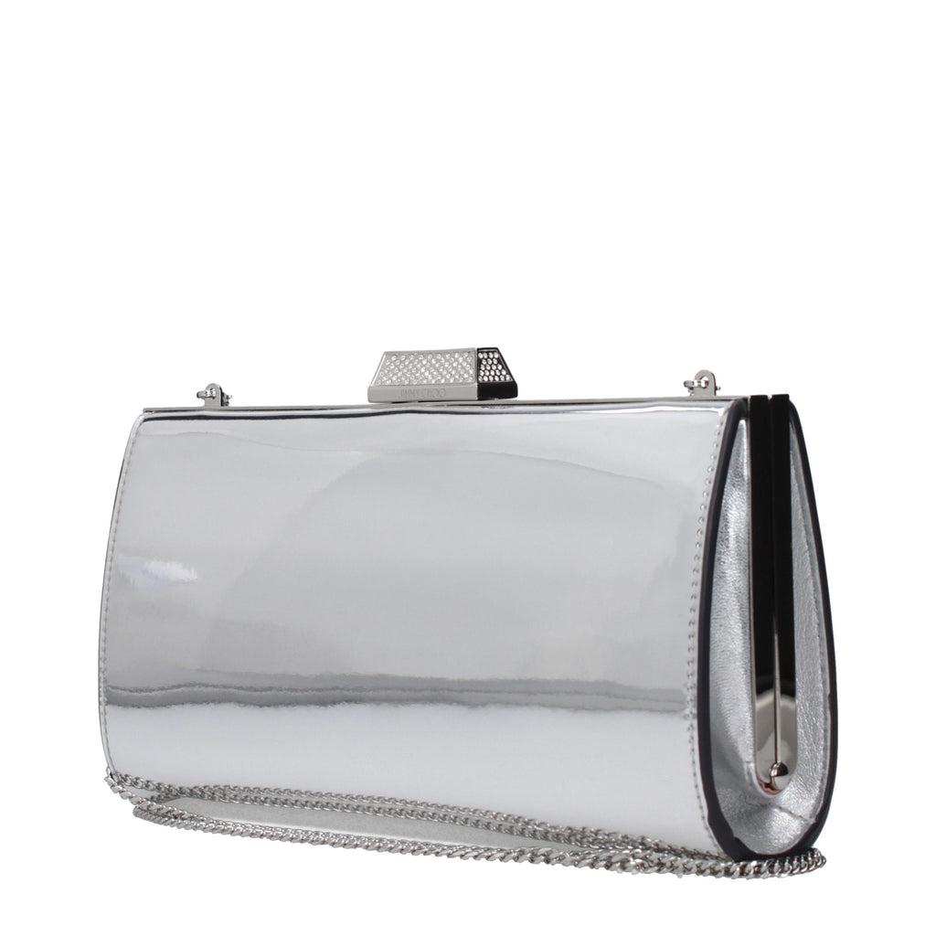Gray Leather Clutch Bag