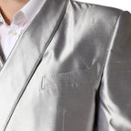 Silver SICILIA Silk Double Breasted Blazer