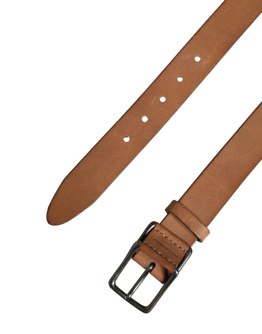 Men Brown Leather Classic Metal Buckle Belt