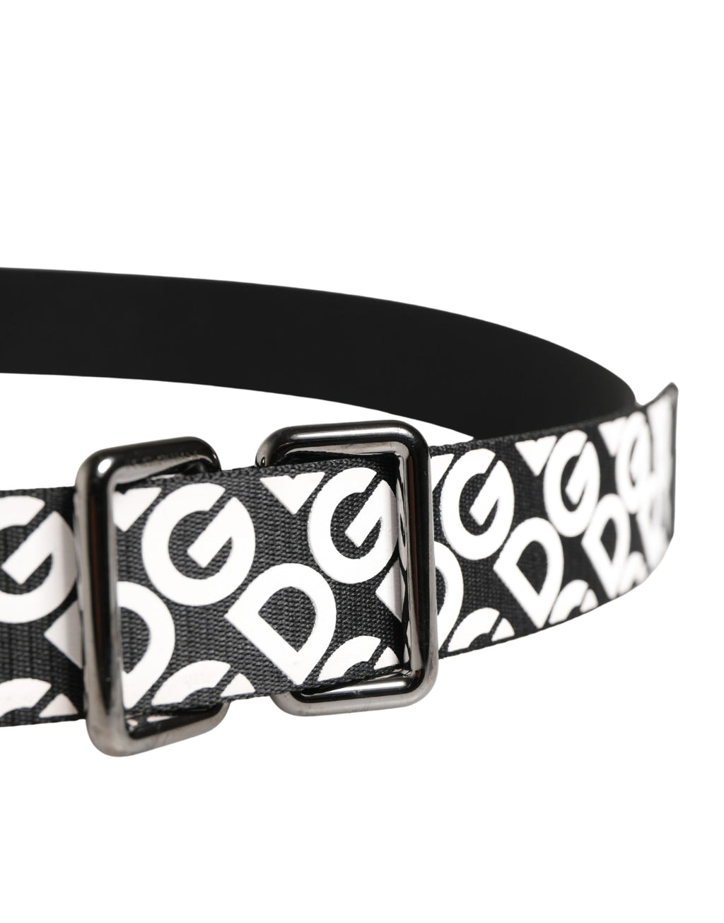 White Black Logo Leather Metal Buckle Belt