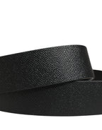 Men Black Leather DG Logo Metal Buckle Belt
