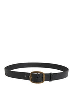 Men Black Classic Leather Metal Buckle Belt