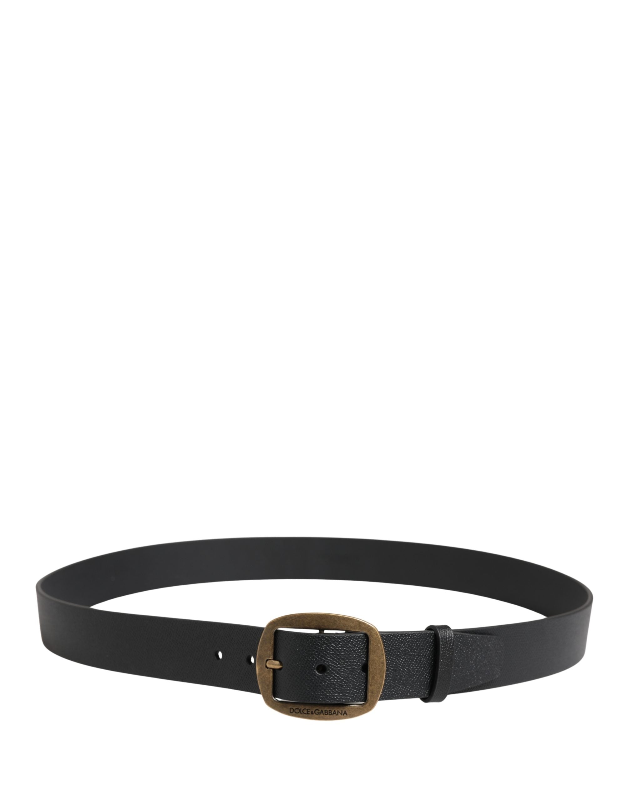 Men Black Classic Leather Metal Buckle Belt