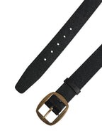 Men Black Classic Leather Metal Buckle Belt