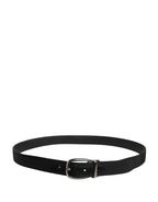 Men Black Viscose Silver Metal Buckle Belt