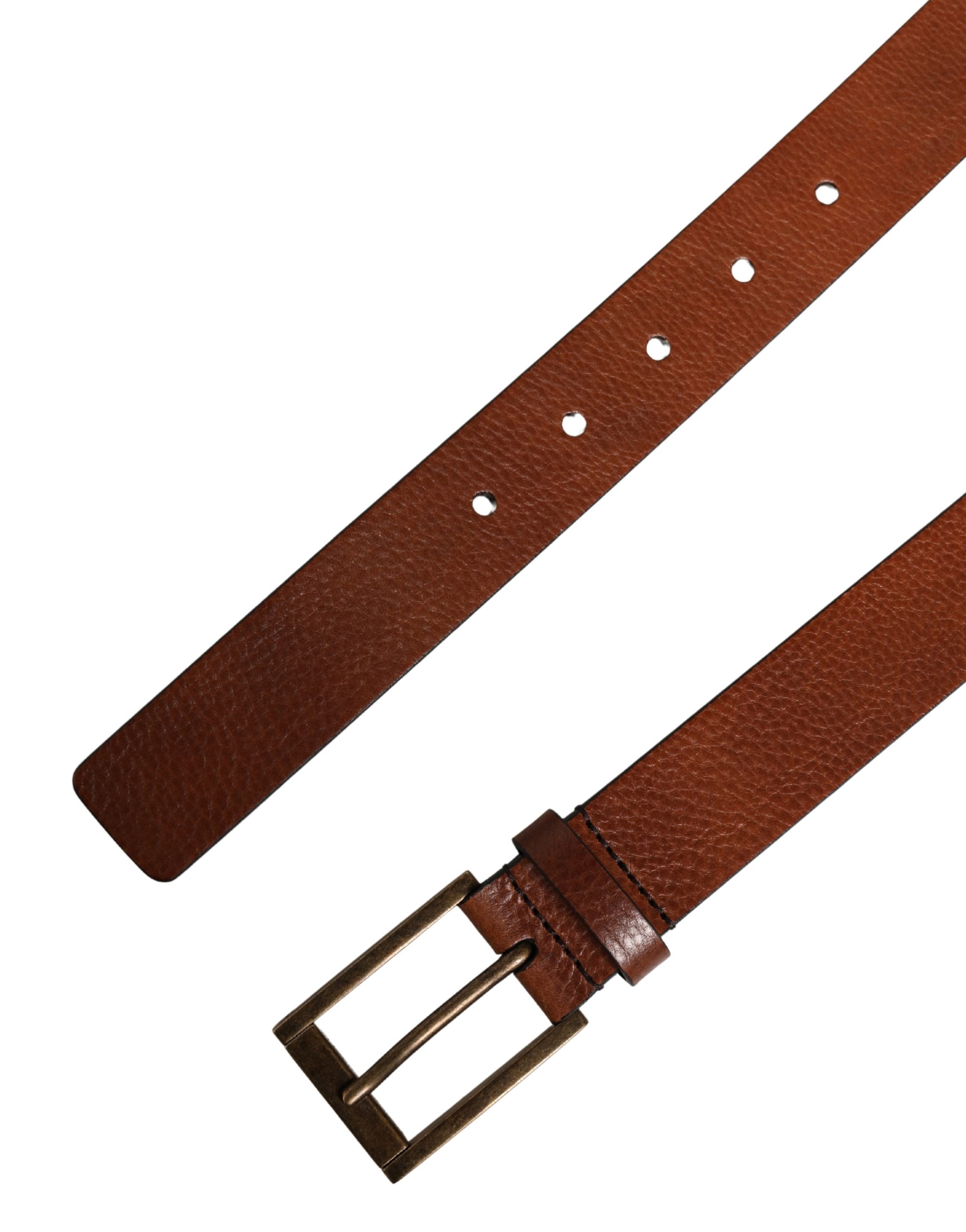 Men Brown Leather Classic Metal Buckle Belt