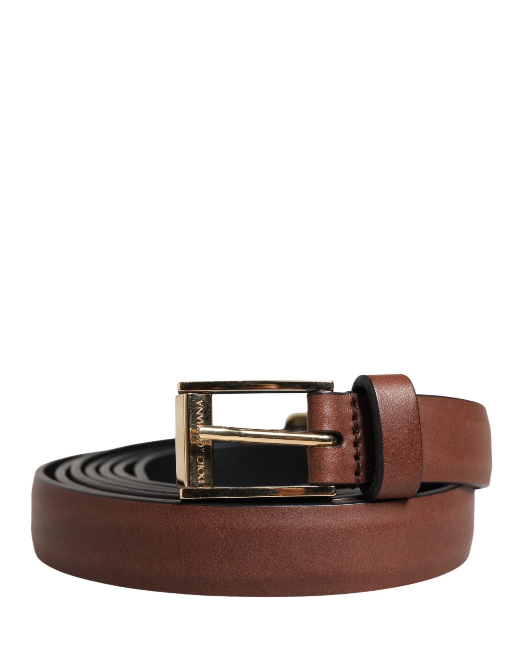 Men Brown Leather Classic Metal Buckle Belt