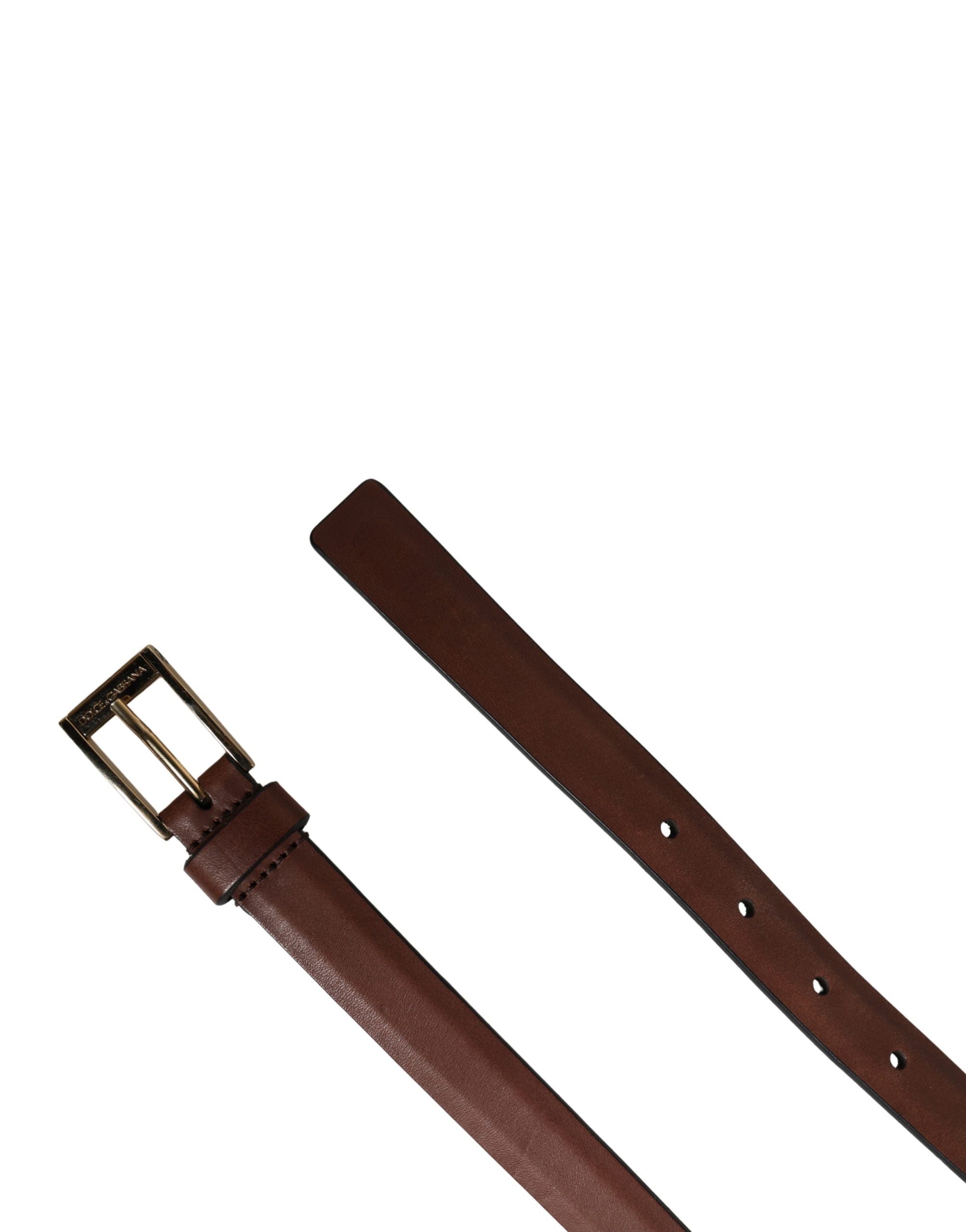 Men Brown Leather Classic Metal Buckle Belt