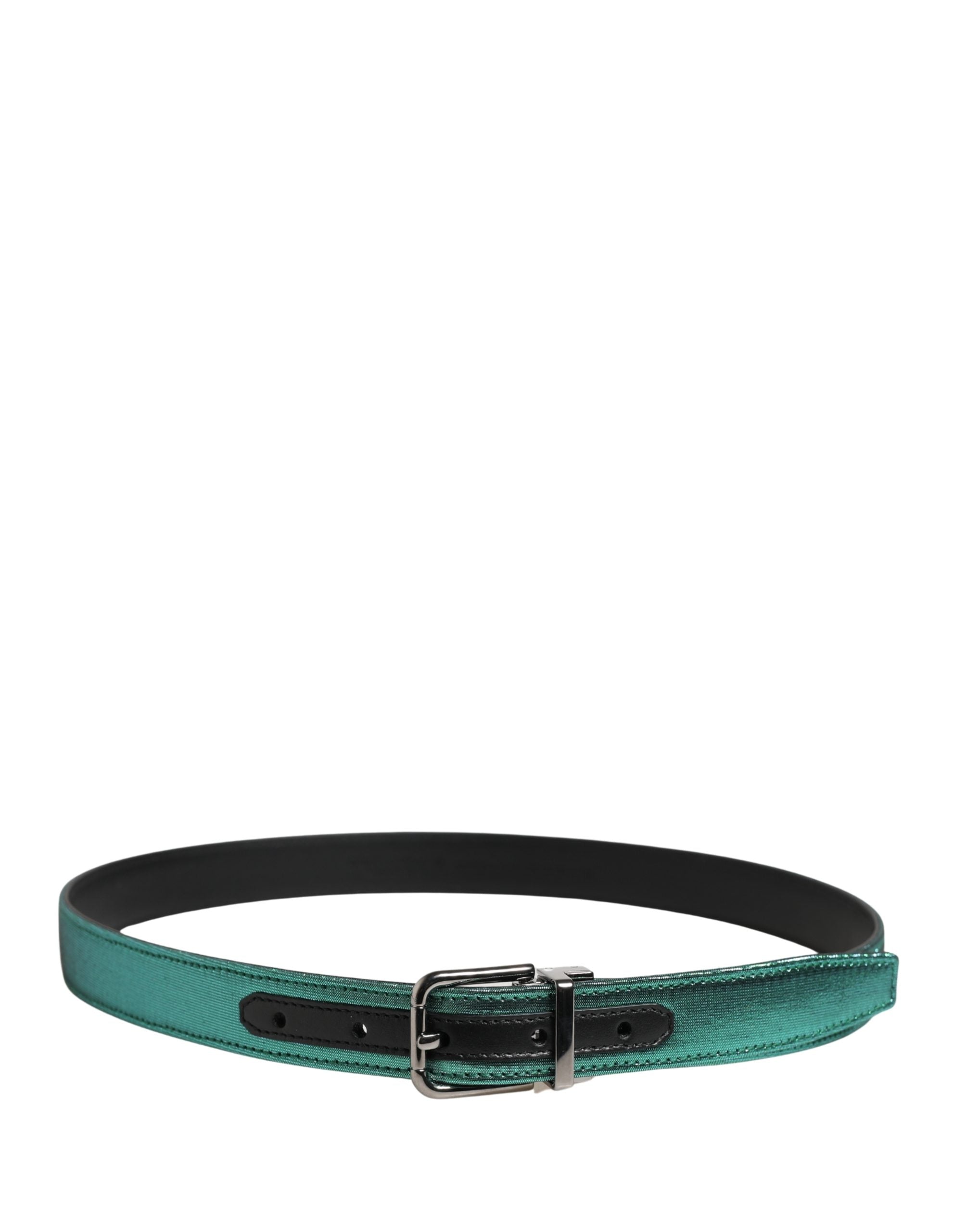 Men Green Lurex Polyester Metal Buckle Belt