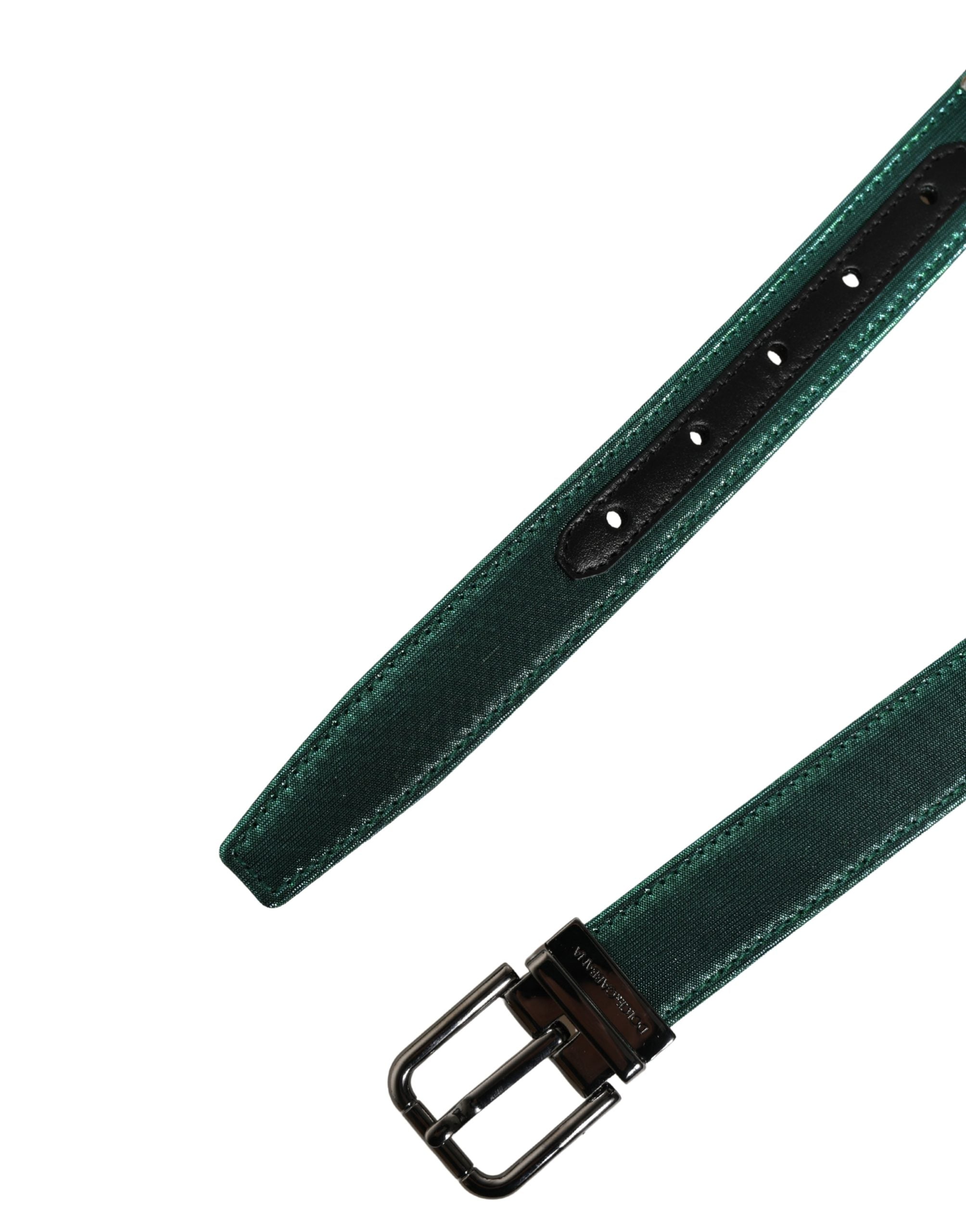 Men Green Lurex Polyester Metal Buckle Belt
