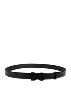 Men Black Exotic Leather Logo Buckle Belt