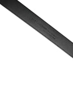 Men Black Exotic Leather Logo Buckle Belt