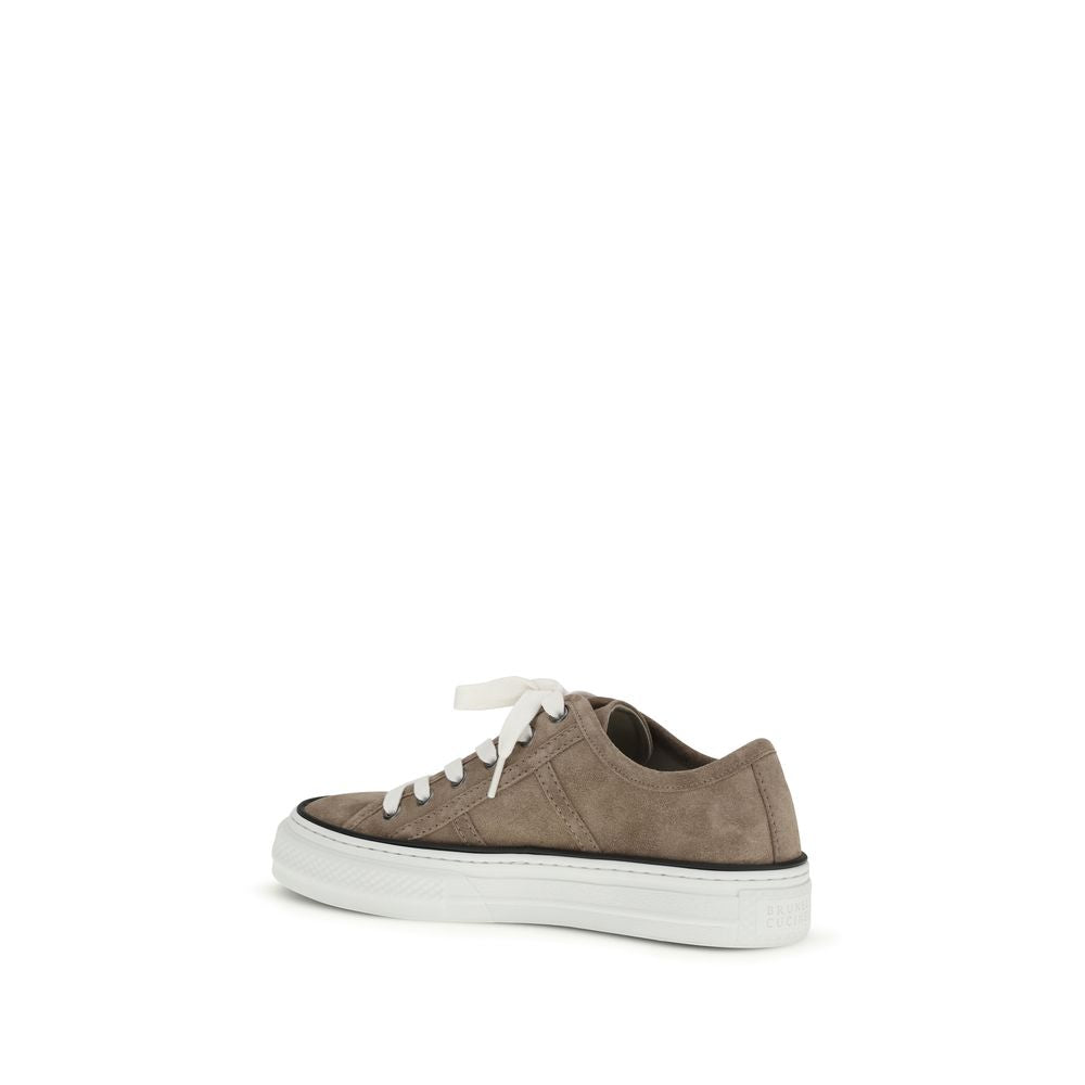 Beige Calf Leather Bos Taurus Low Top Sneakers