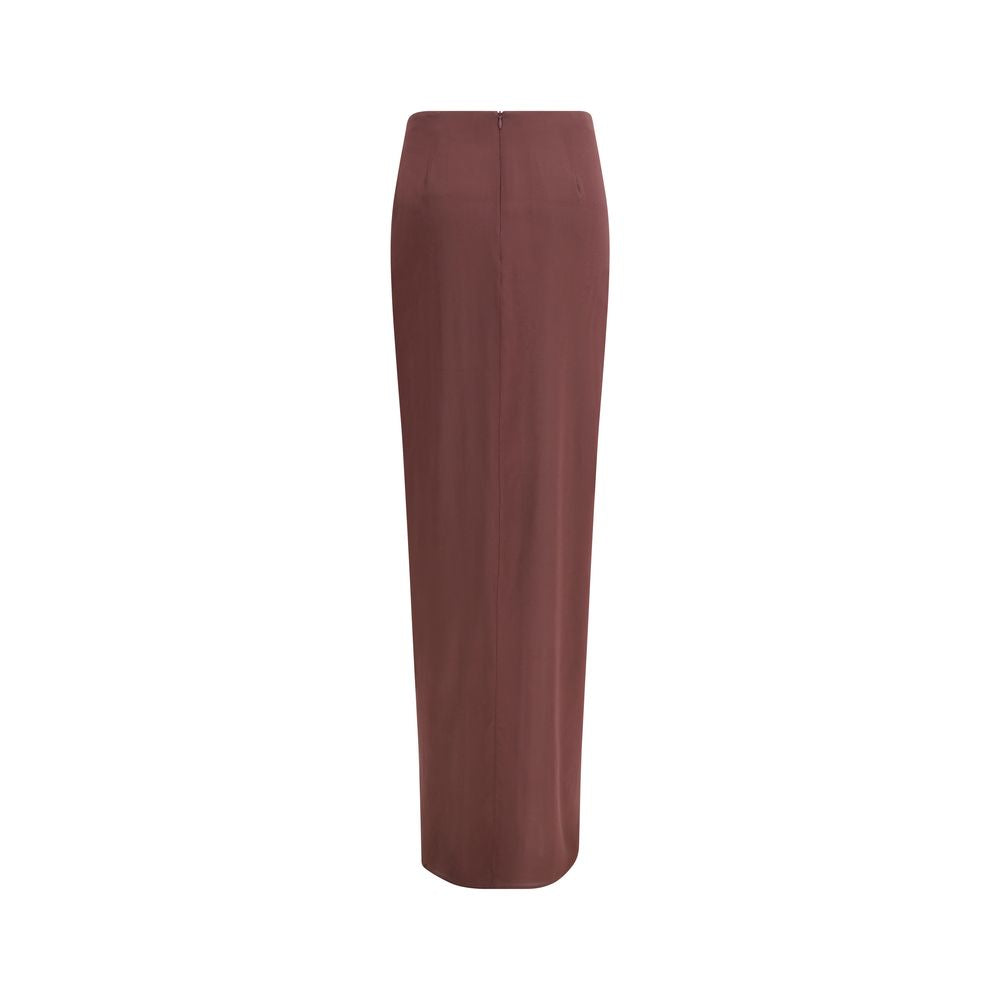 Brown Silk Midi Skirt
