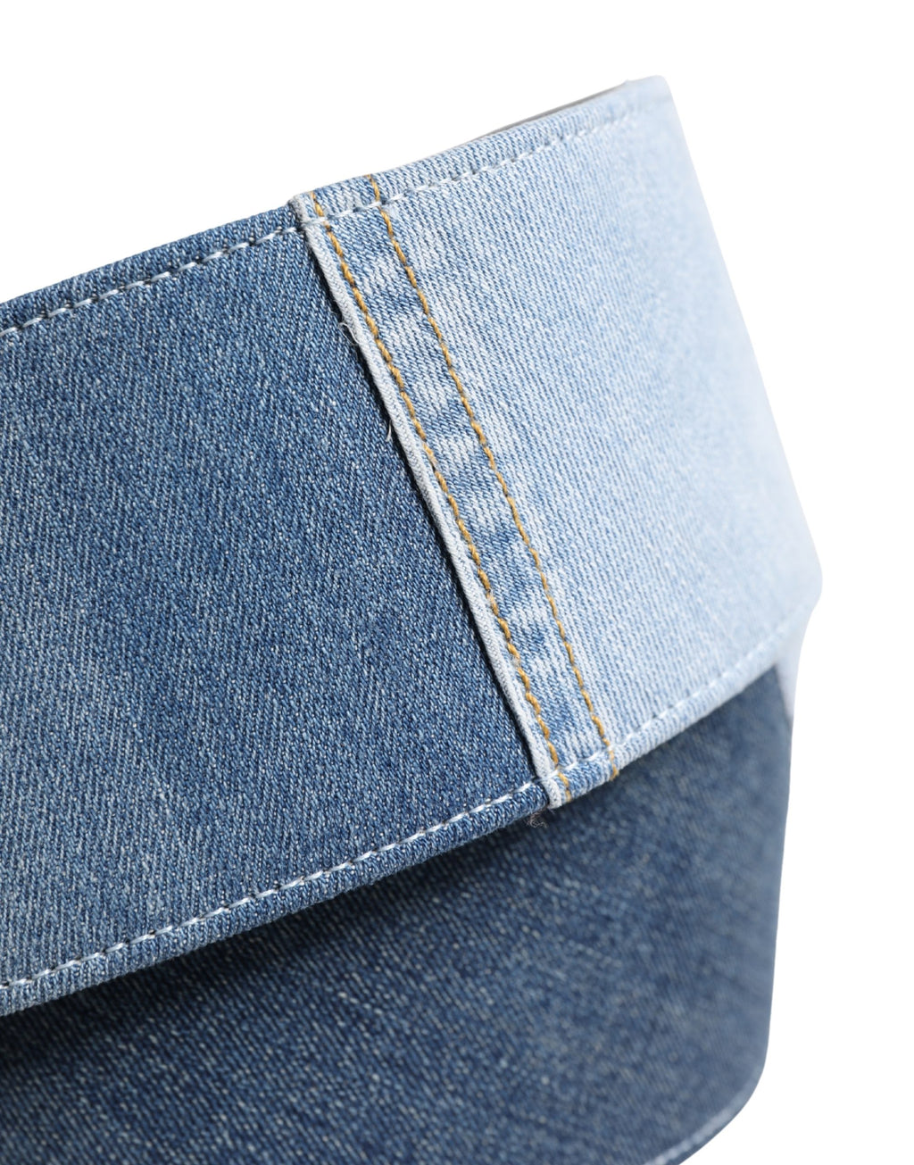 Blue Two Tone Denim Gold Metal Buckle Belt