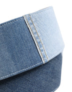 Blue Two Tone Denim Gold Metal Buckle Belt