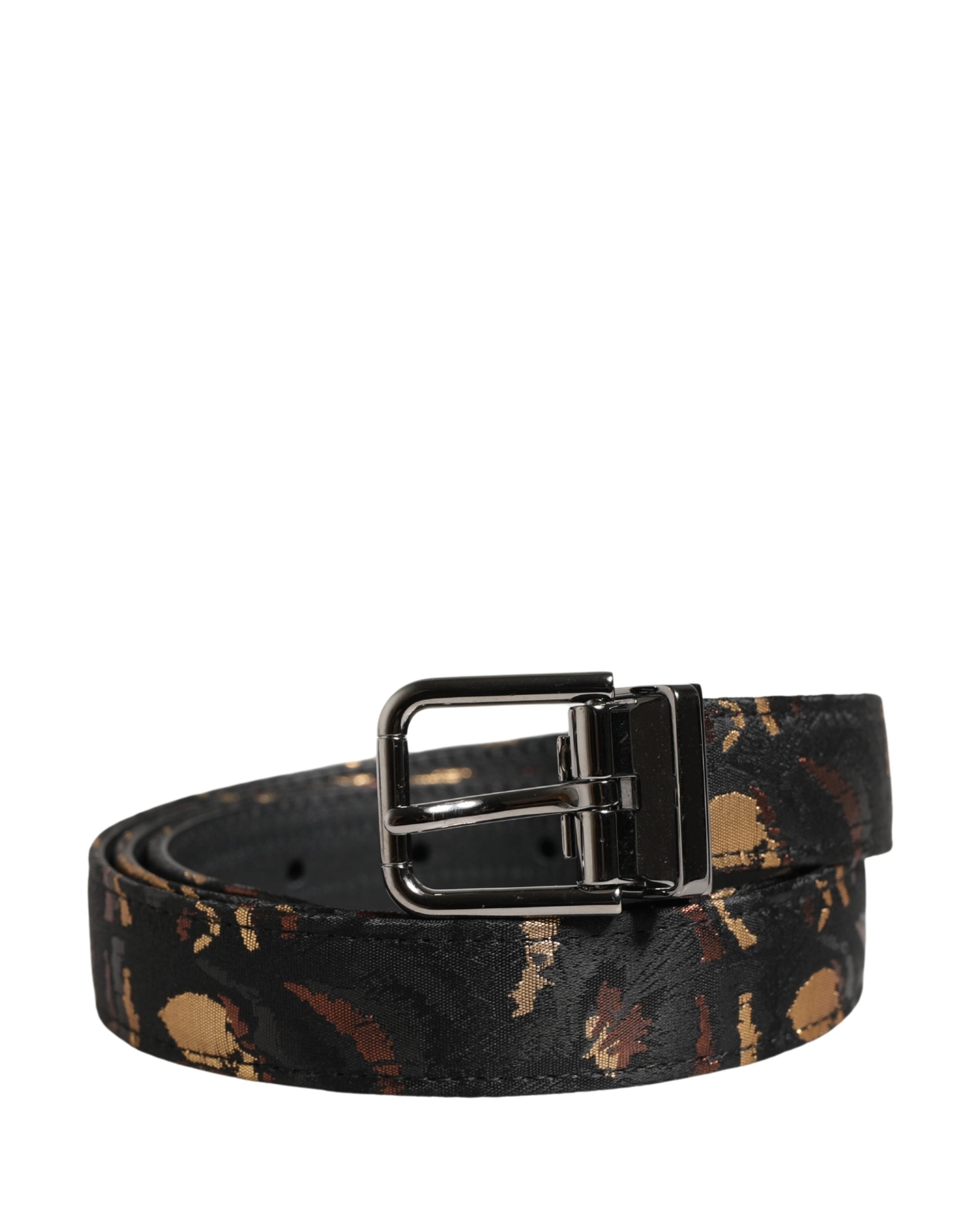 Multicolor Jacquard Silver Metal Buckle Belt