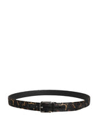 Multicolor Jacquard Silver Metal Buckle Belt