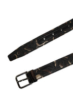 Multicolor Jacquard Silver Metal Buckle Belt