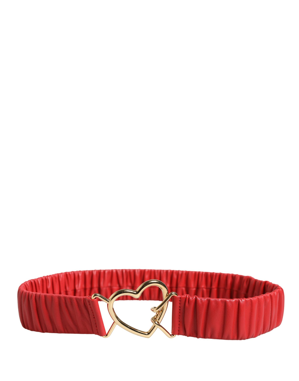 Red Leather Gold Heart Metal Buckle Belt