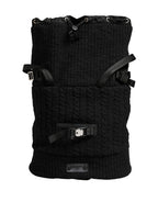 Black Tricot Wool Blend Duffel Backpack Travel Borse Bag