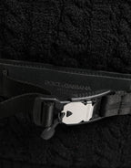 Black Tricot Wool Blend Duffel Backpack Travel Borse Bag