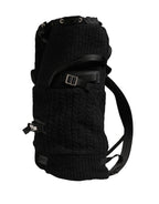 Black Tricot Wool Blend Duffel Backpack Travel Borse Bag