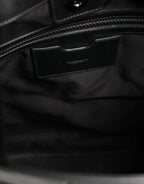 Black Leather #DGFamily Patch Shopping Tote Borse Bag