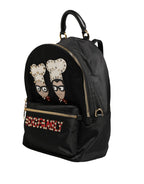 VULCANO Black Nylon #DGFAMILY Embellished Backpack Bag