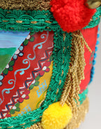 Multicolor Woven Straw Basket Embellished Sicily Bag