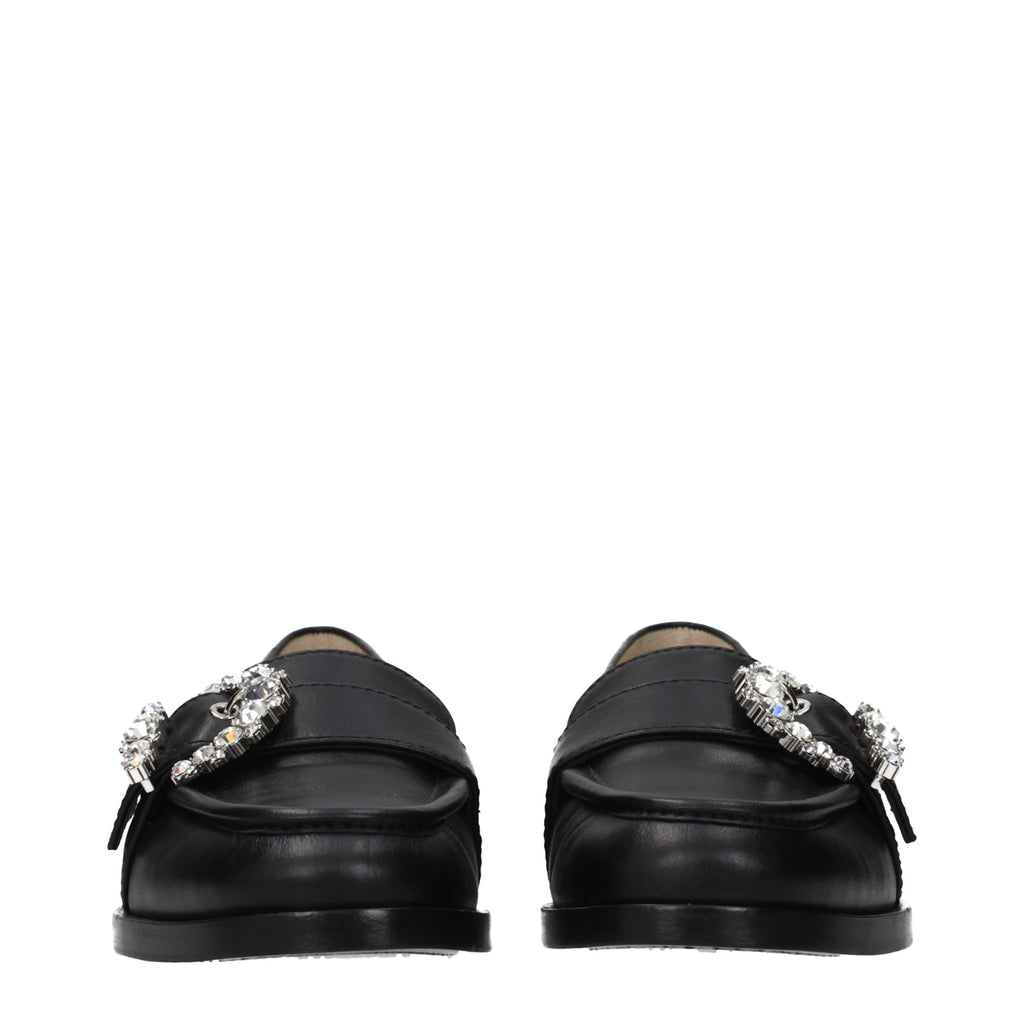 Black Leather Slip-On Loafers
