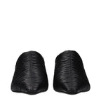 Black Leather Mid Heel Pumps