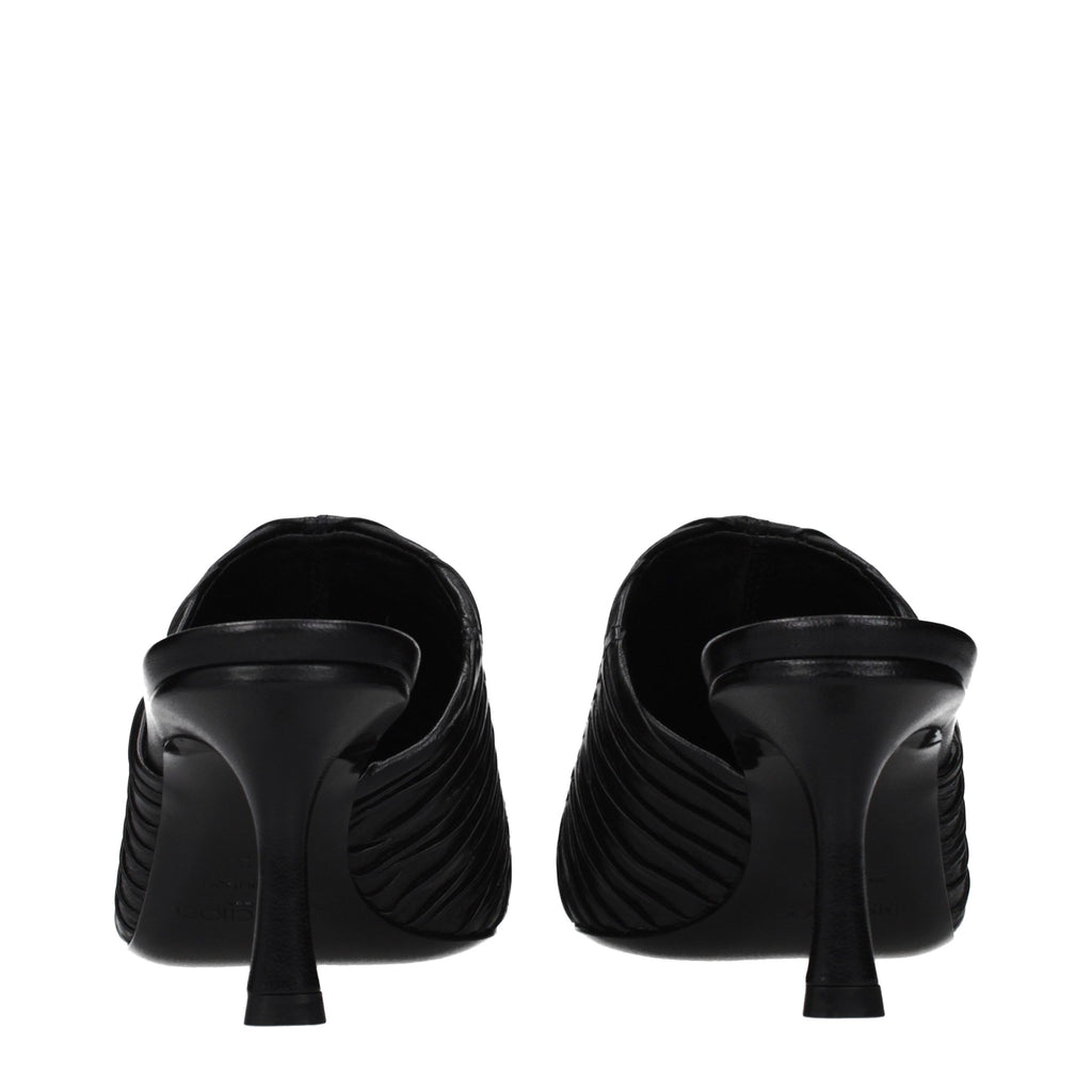 Black Leather Mid Heel Pumps