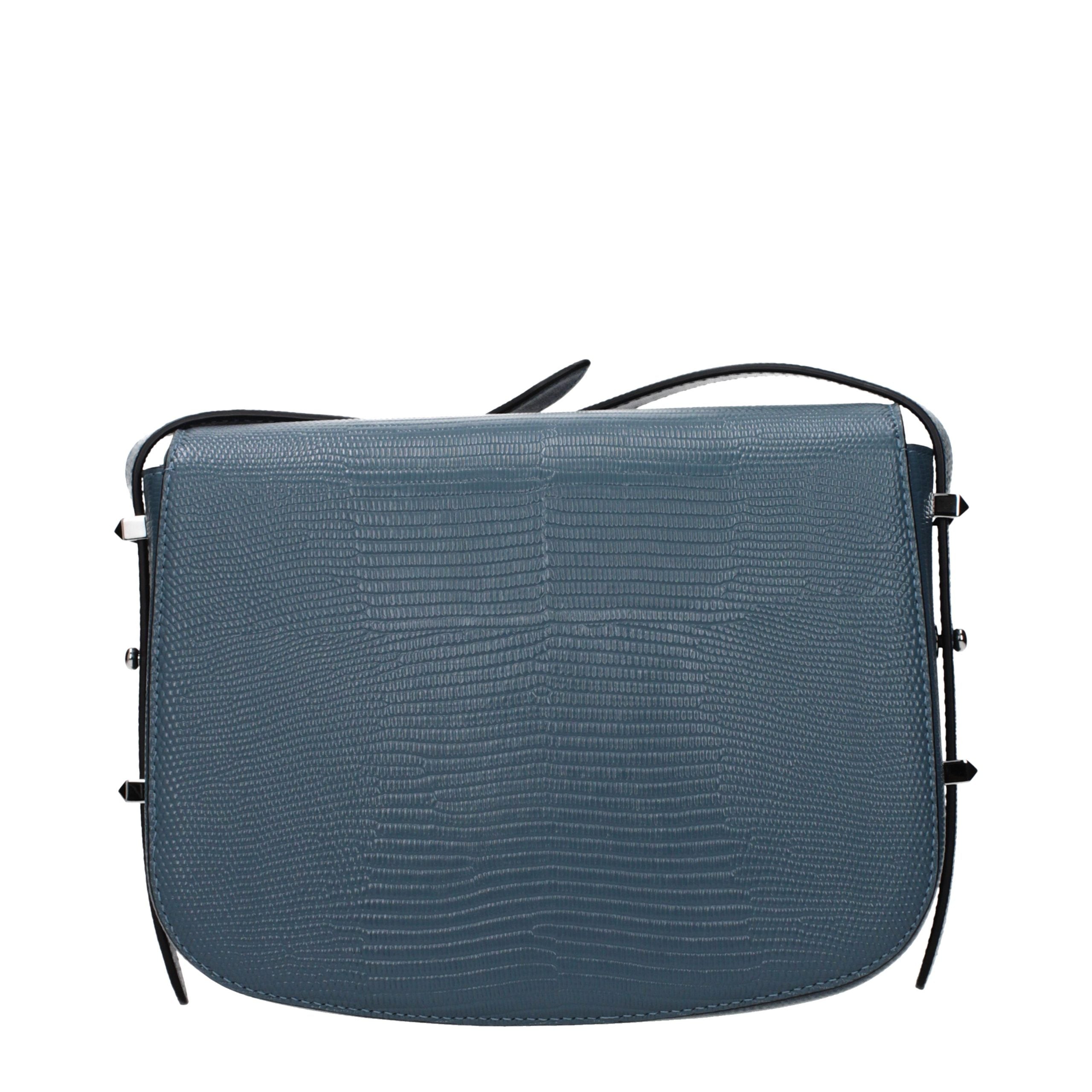 Blue Leather Crossbody Bag