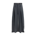 Gray Polyester Casual Pants