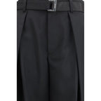 Black Polyester Casual Pants