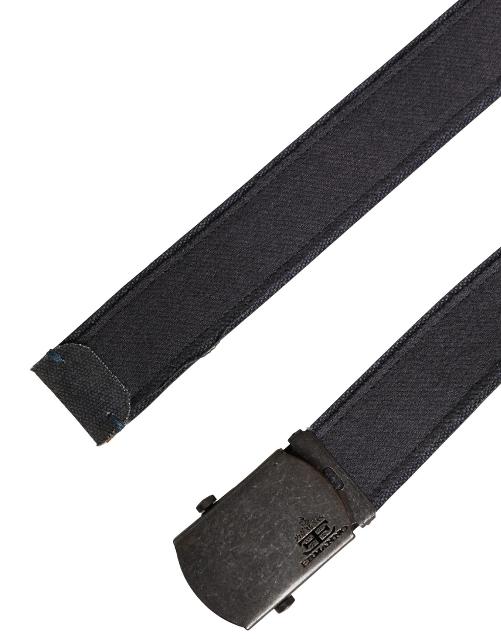 Black Wool Cotton Logo Metal Buckle Belt