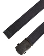 Black Wool Cotton Logo Metal Buckle Belt