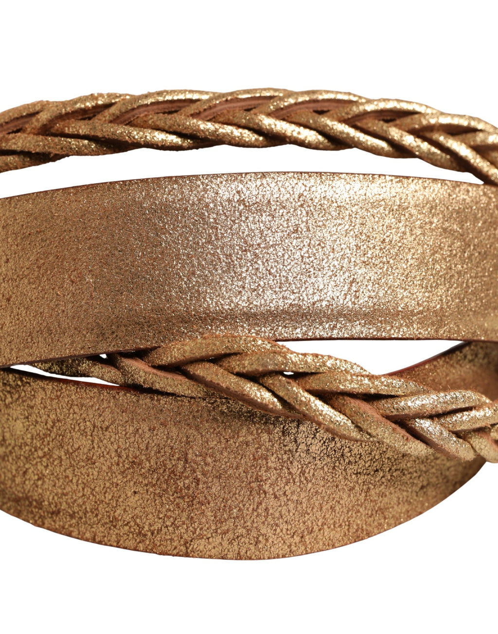 Brown Leather Braided Metal Buckle Belt